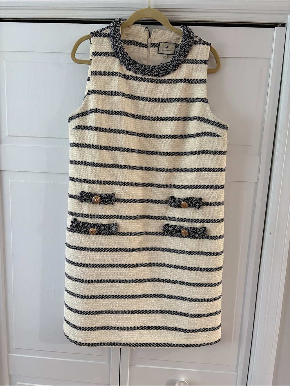 Tuckernuck Jackie shift Navy & Cream Shift-size Large